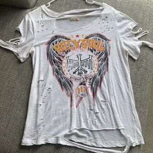 Distressed white graphic tee